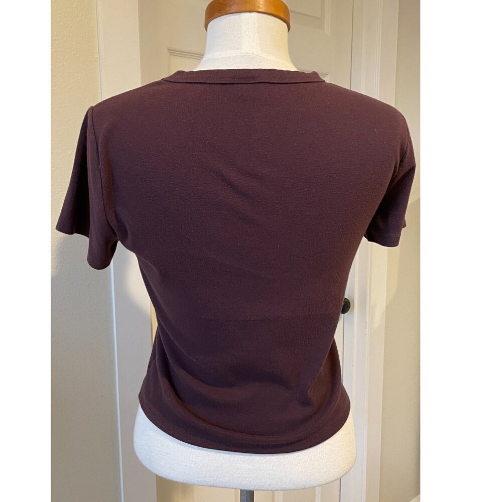 Sunday Best Aritzia Short Sleeve T Shirt Maroon/Wine Size M - Picture 2 of 9